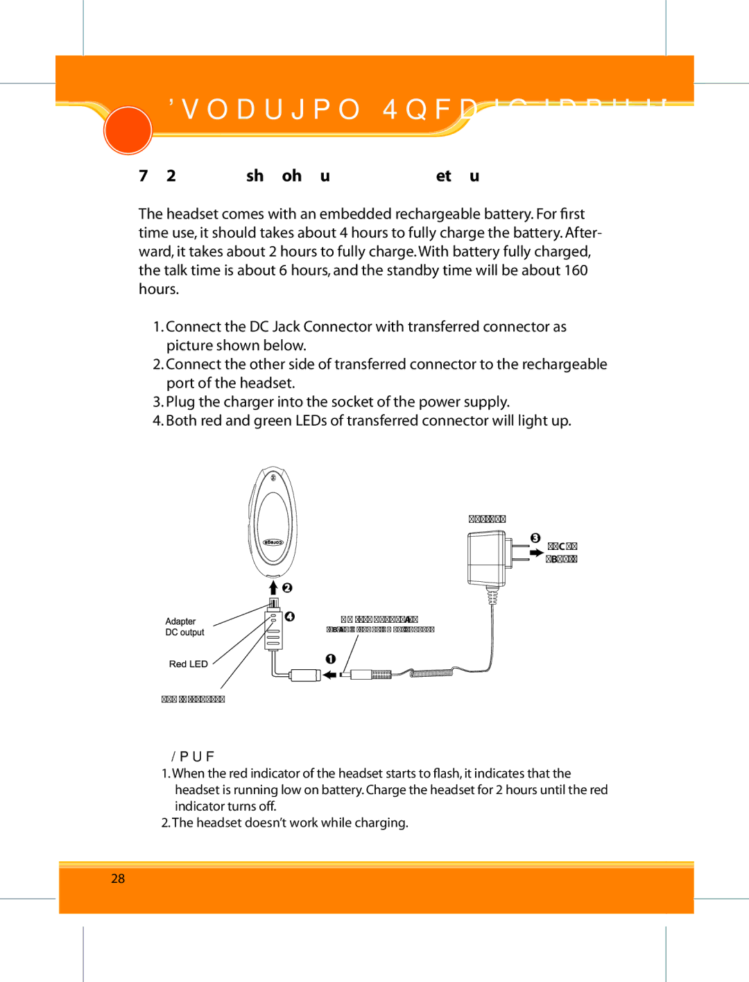 Corega user manual BTHS026 UserFunctionMa ual Specification, Charging the headset 