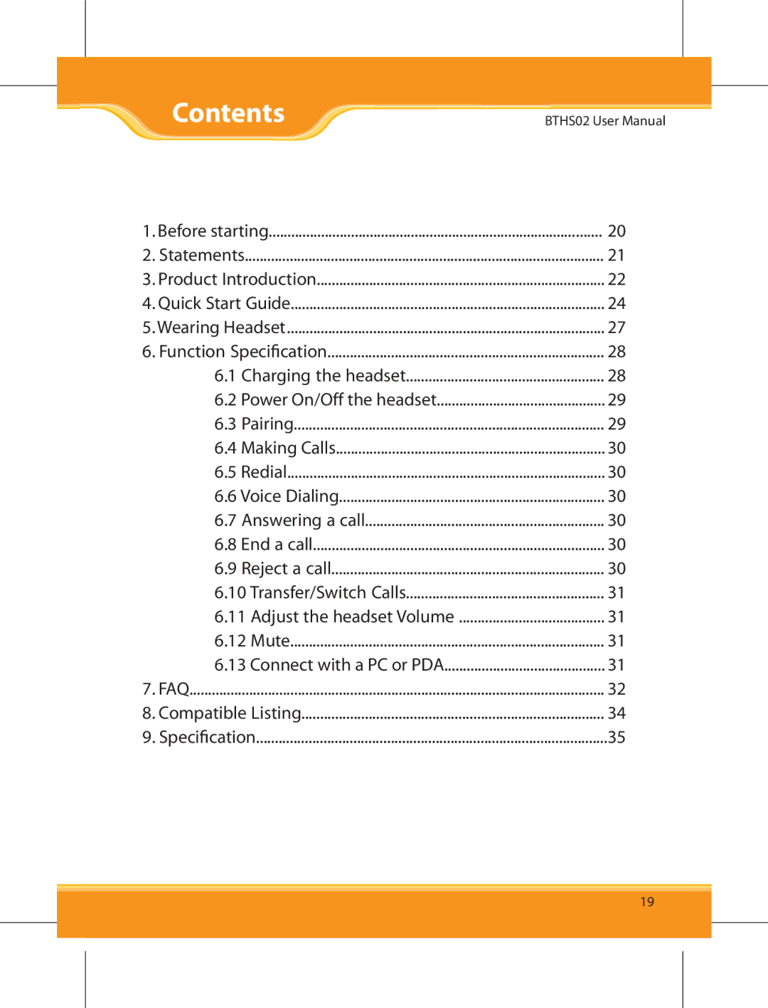 Corega BTHS02 user manual Contents 