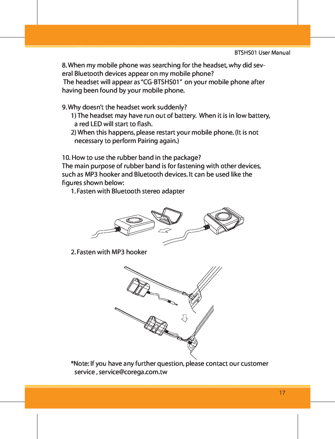 Corega BTSHS01 user manual Why doesn’t the headset work suddenly? 