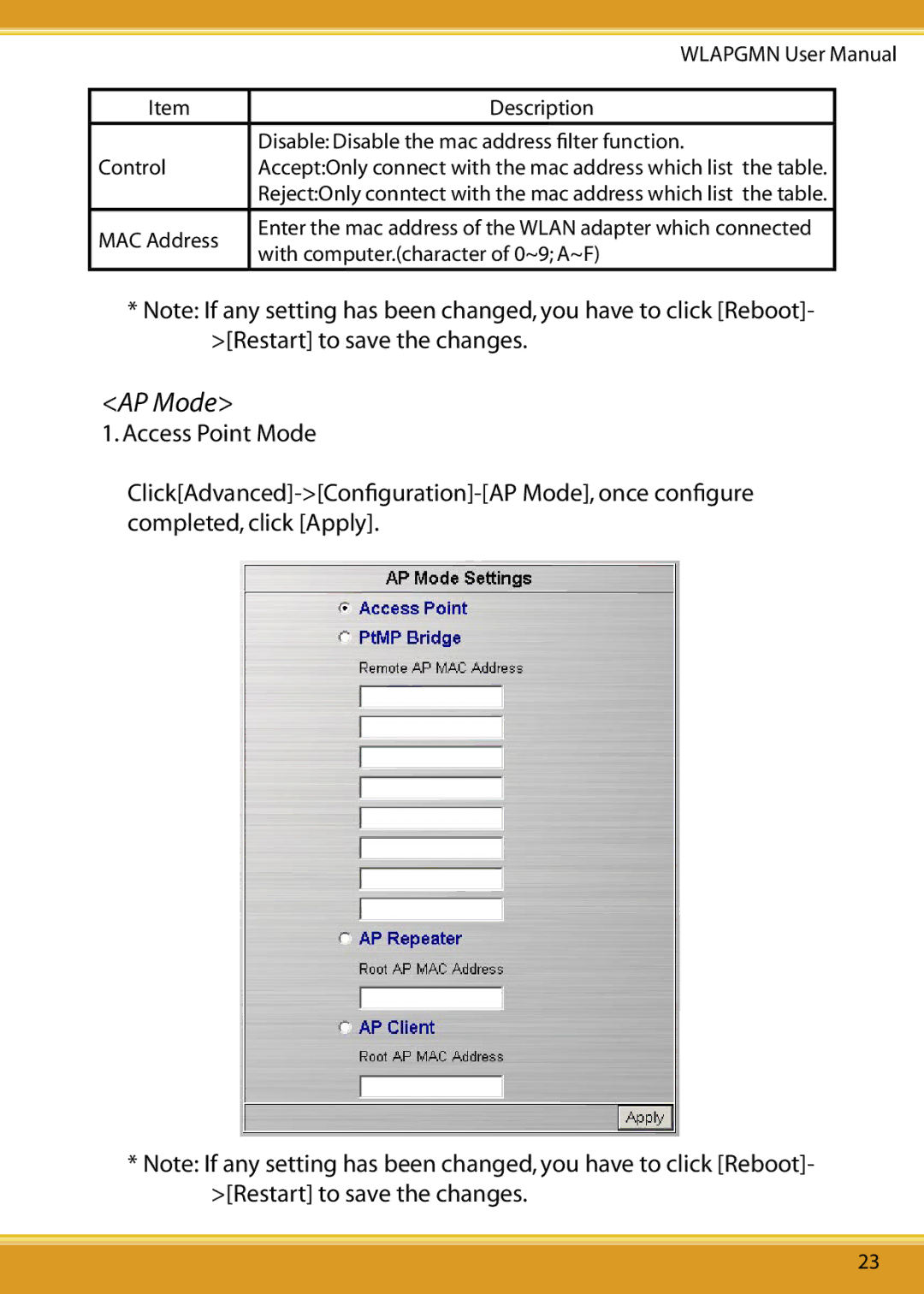 Corega CG-WLAPGMN user manual AP Mode 