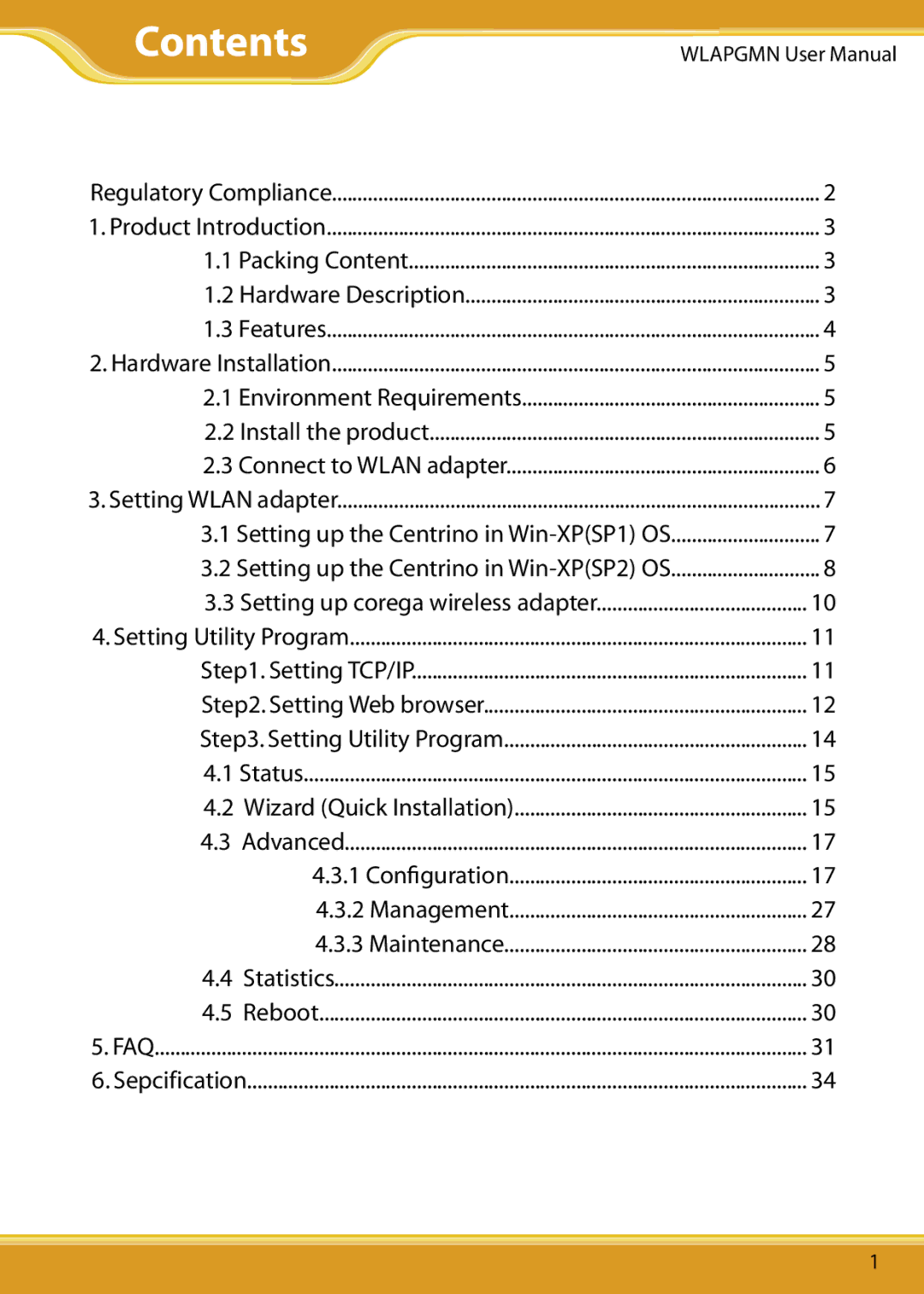 Corega CG-WLAPGMN user manual Contents 