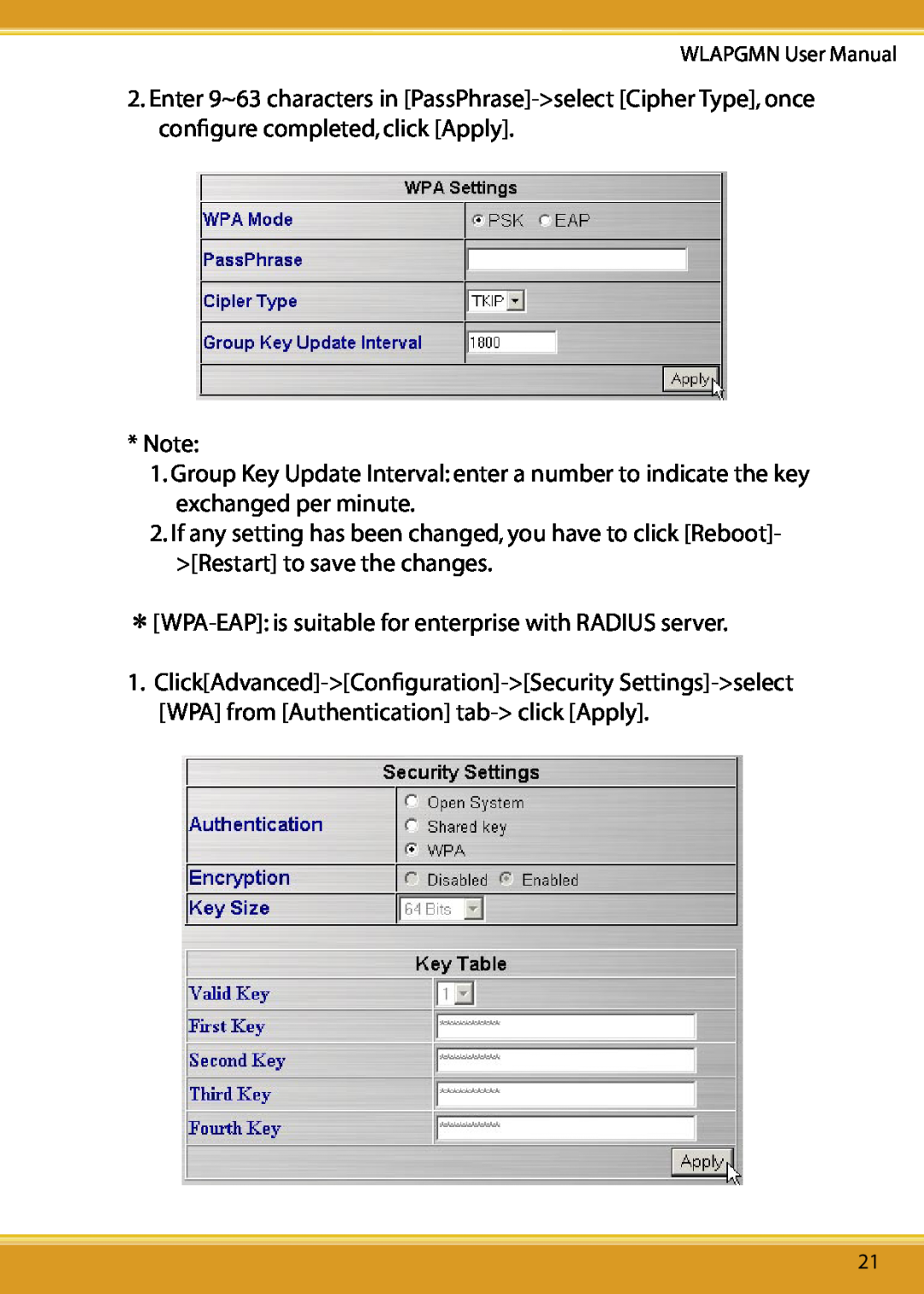 Corega CG-WLAPGMN user manual ＊WPA-EAP is suitable for enterprise with RADIUS server 