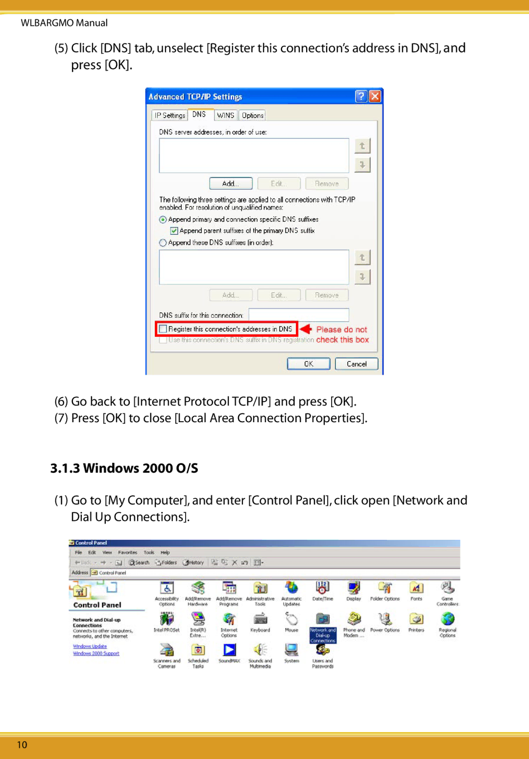 Corega CG-WLBARGMO user manual Windows 2000 O/S 