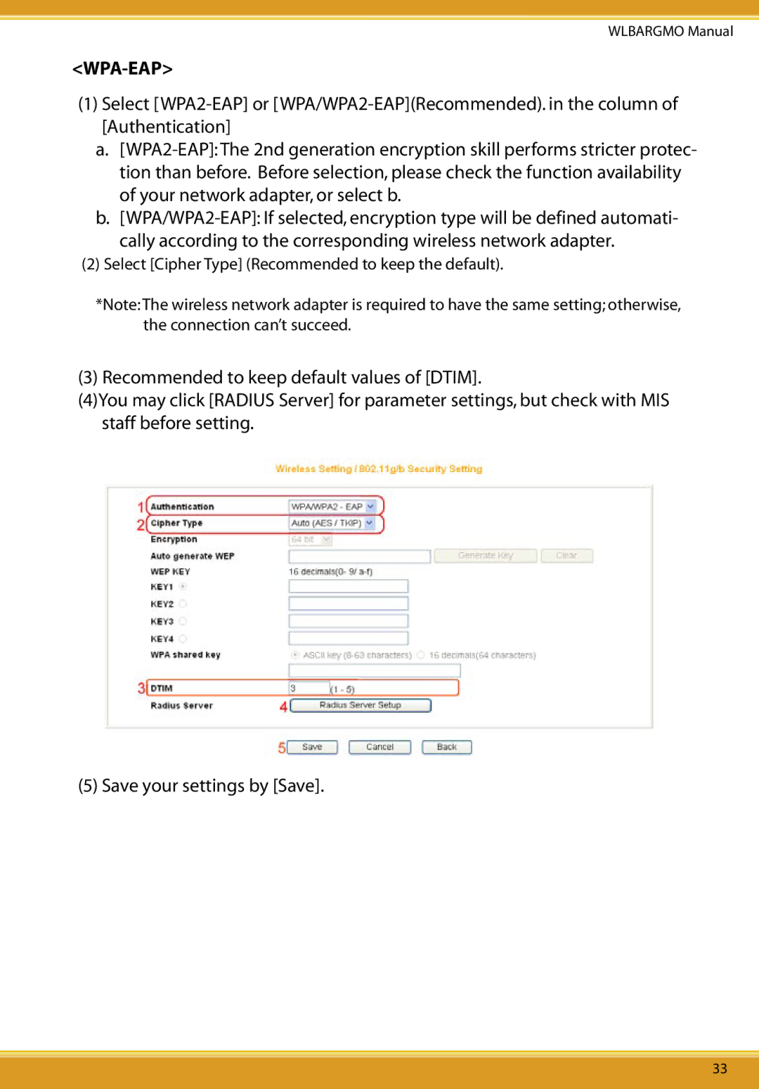 Corega CG-WLBARGMO user manual Wpa-Eap 