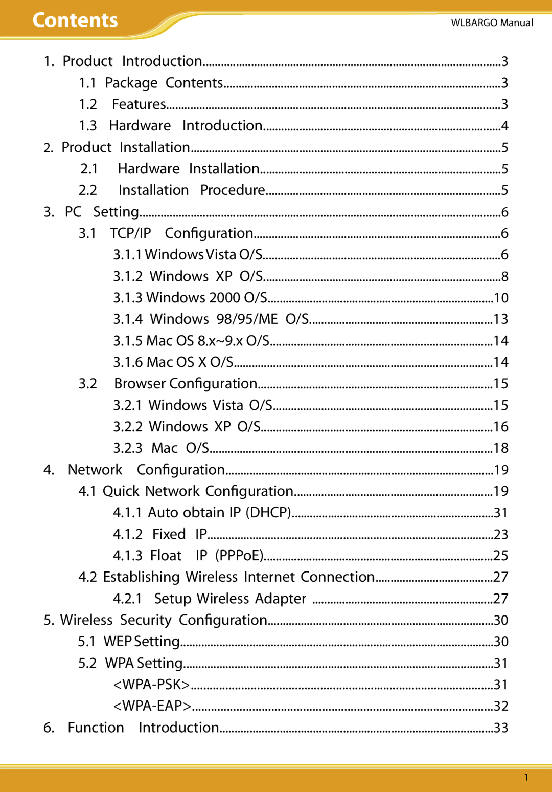 Corega CG-WLBARGO user manual Contents 