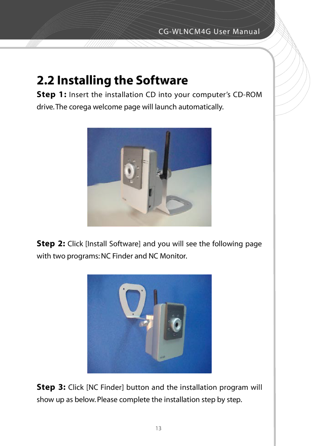 Corega CG-WLNCM4G manual Installing the Software 