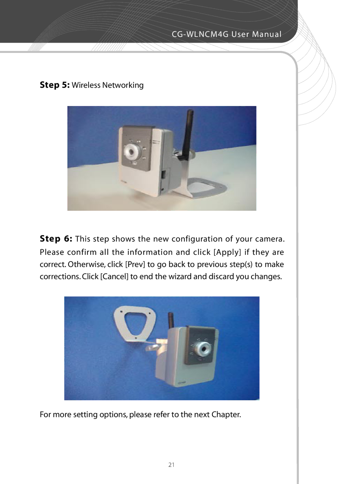 Corega CG-WLNCM4G manual For more setting options, please refer to the next Chapter 