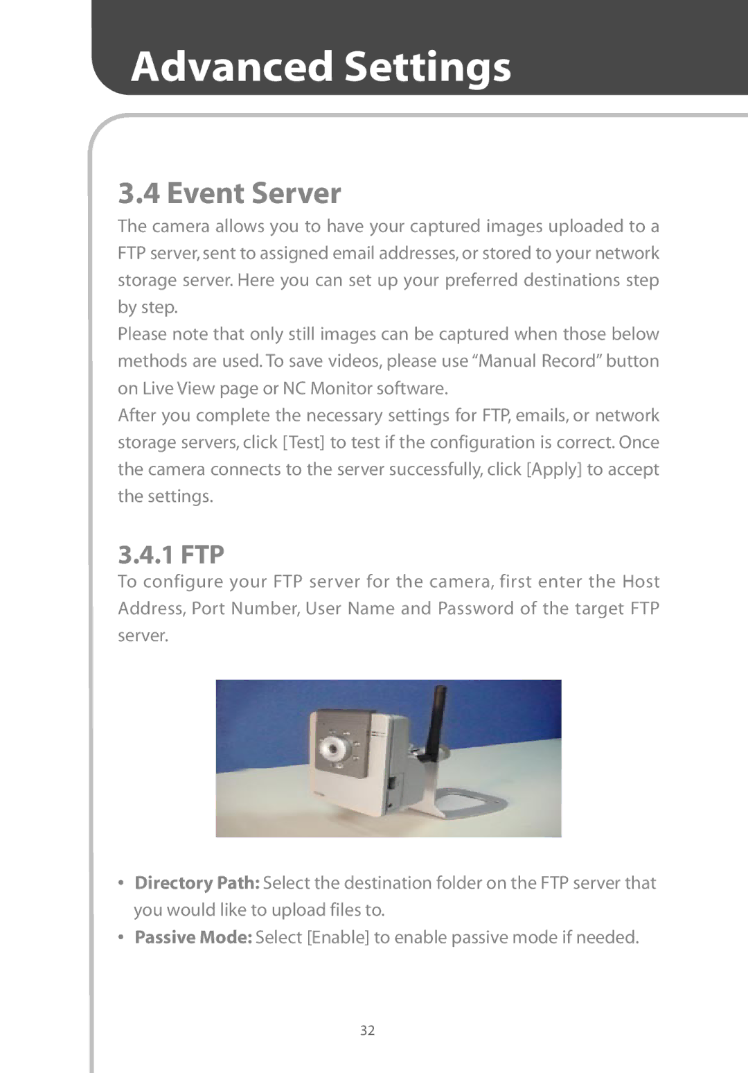 Corega CG-WLNCM4G manual Event Server, 1 FTP 