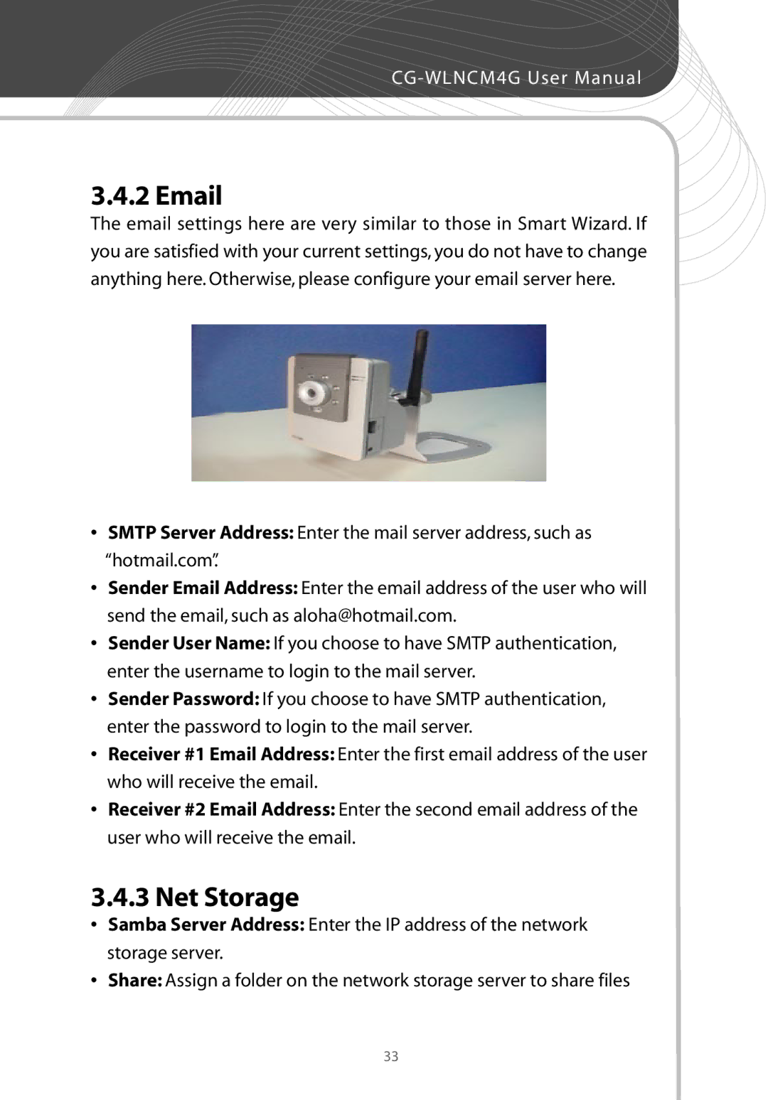 Corega CG-WLNCM4G manual Net Storage 