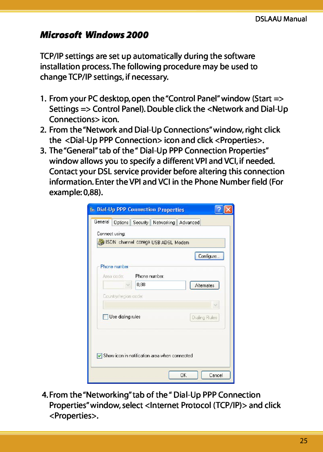 Corega user manual Microsoft Windows, DSLAAU Manual 