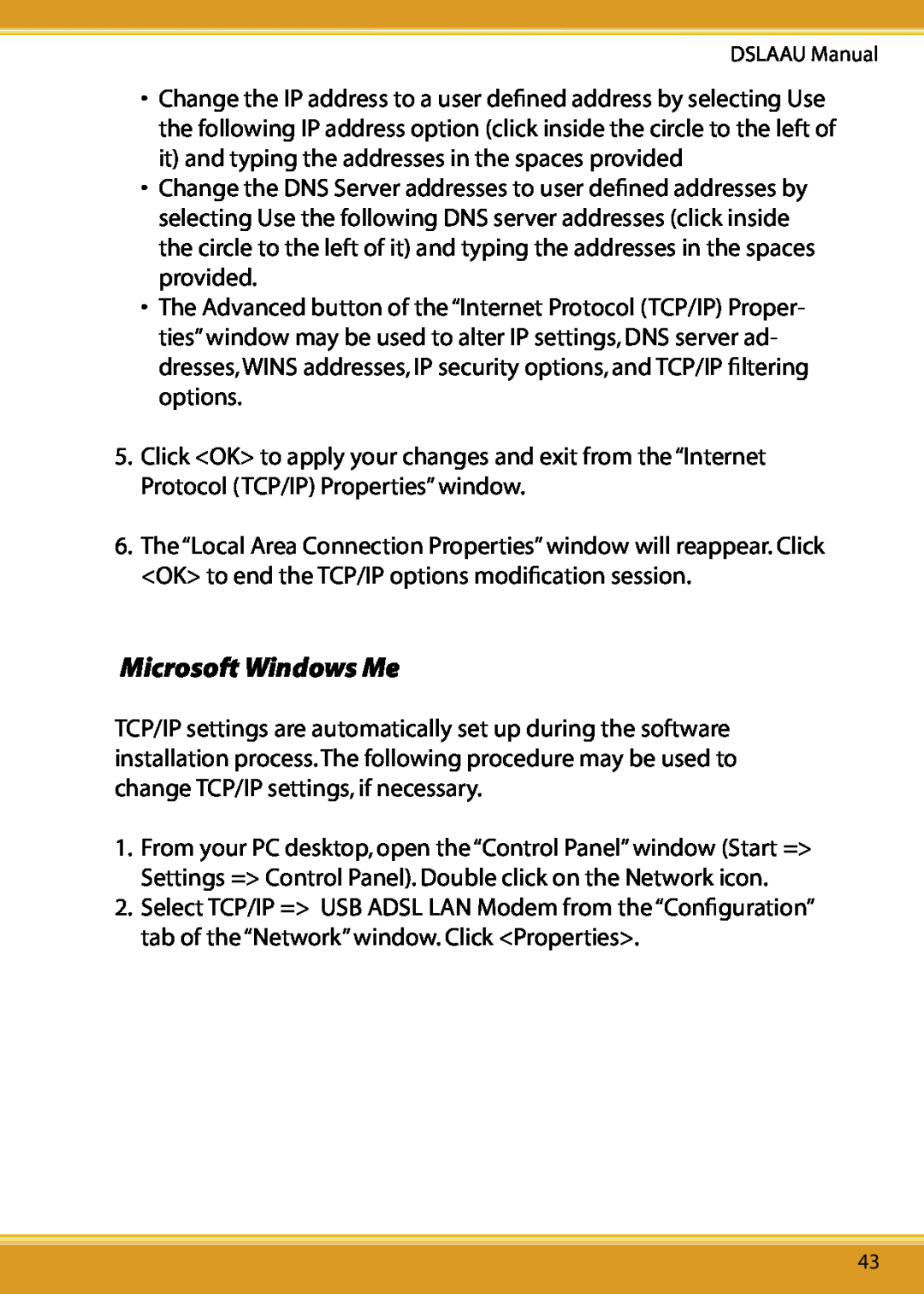 Corega user manual Microsoft Windows Me, DSLAAU Manual 