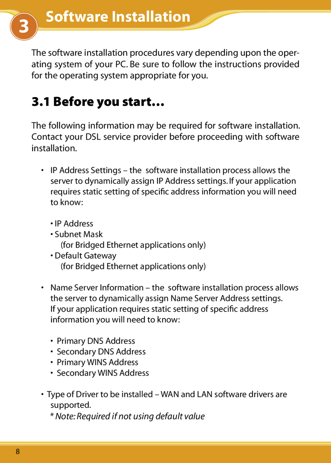 Corega DSLAAU user manual Dslaau ManualSoftware Installation 