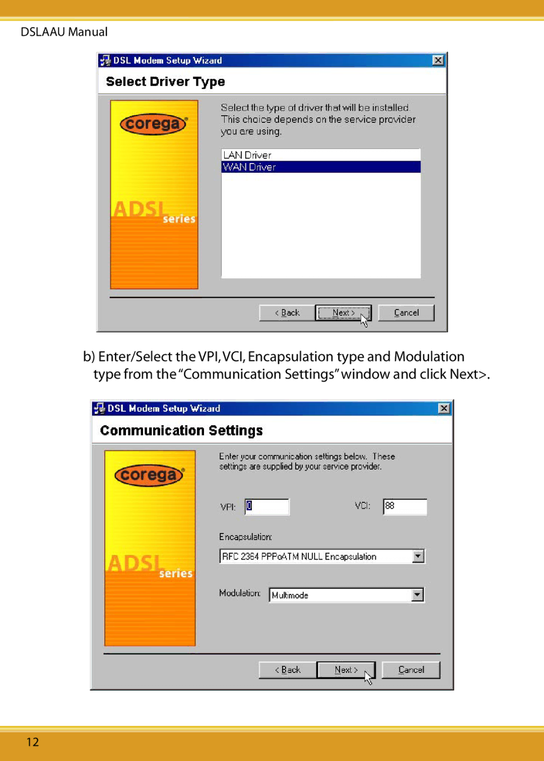 Corega DSLAAU user manual 