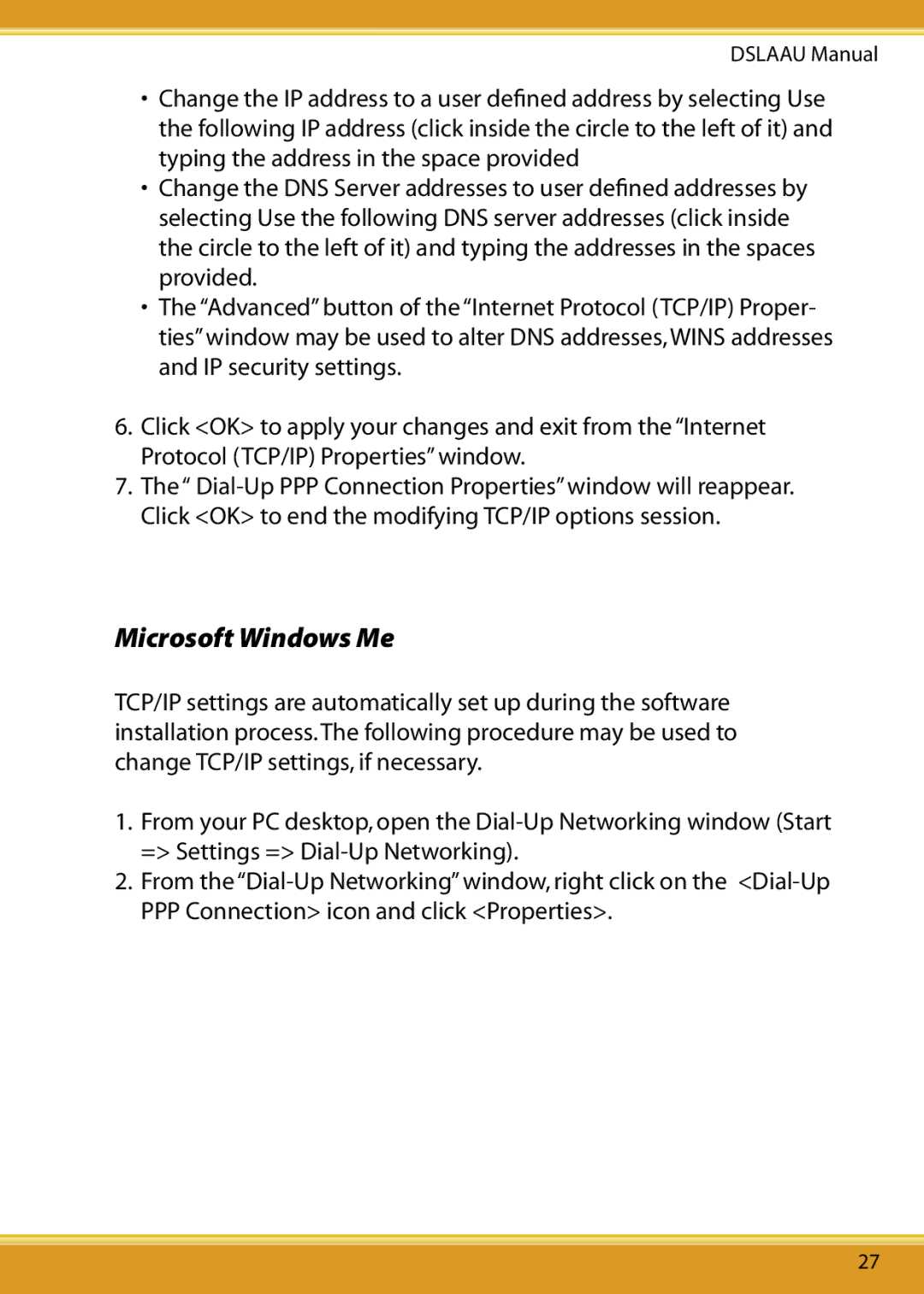 Corega DSLAAU user manual Microsoft Windows Me 