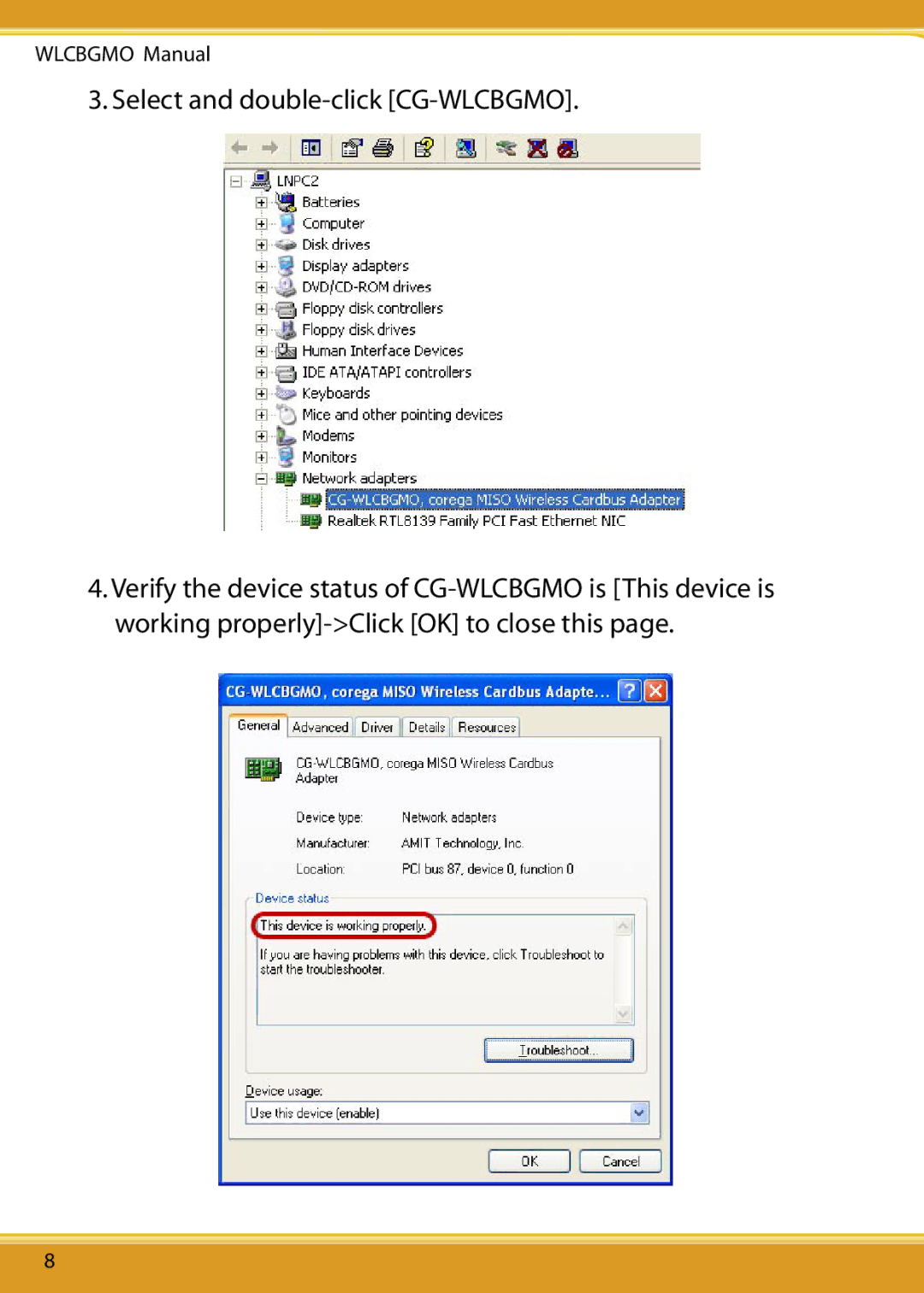 Corega user manual Select and double-click CG-WLCBGMO 