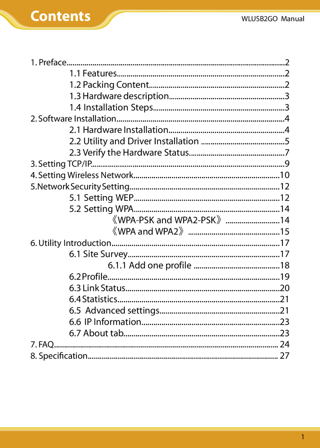 Corega WLUSB2GO user manual Contents 