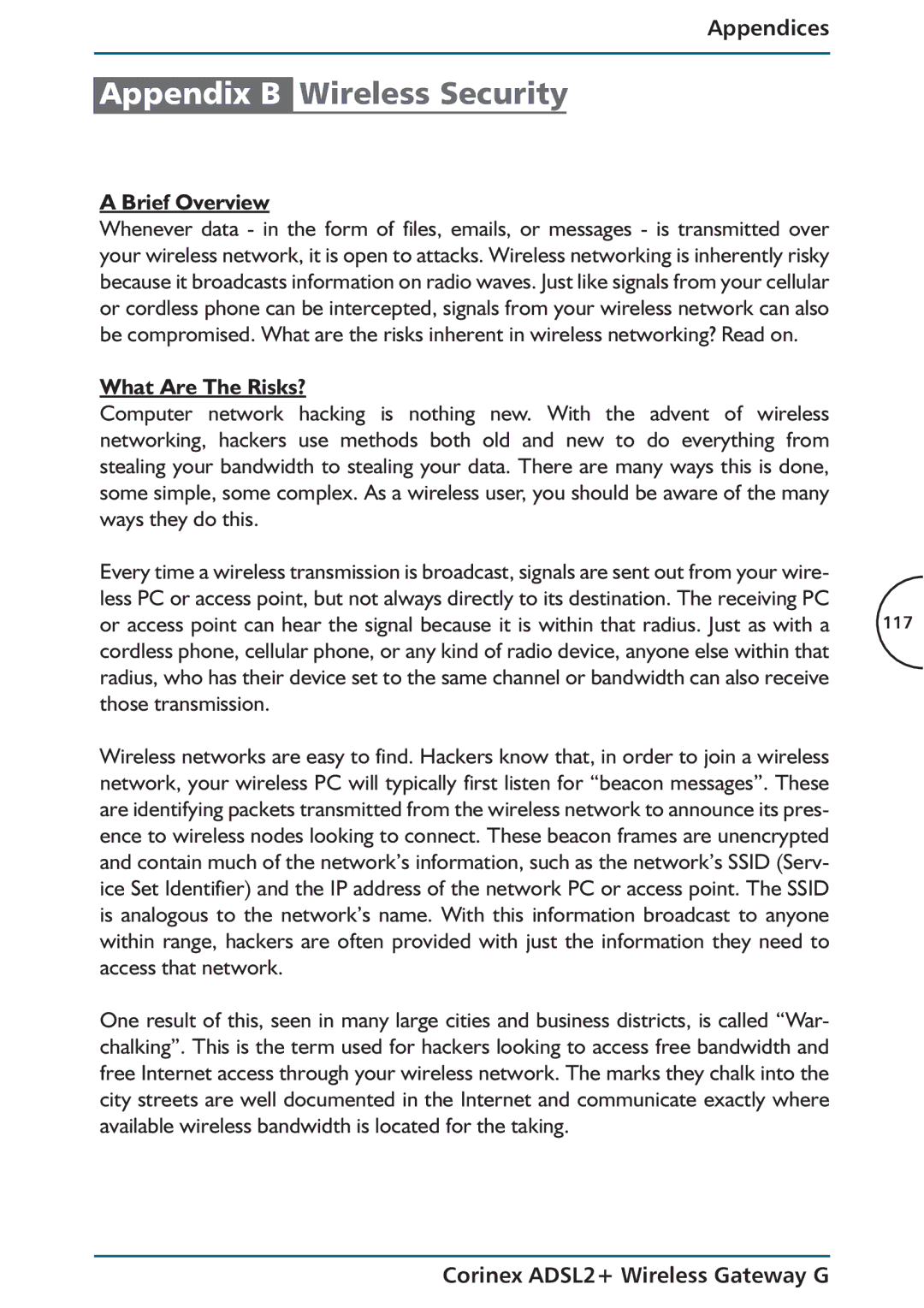 Corinex Global ADSL2+ manual Brief Overview, What Are The Risks? 