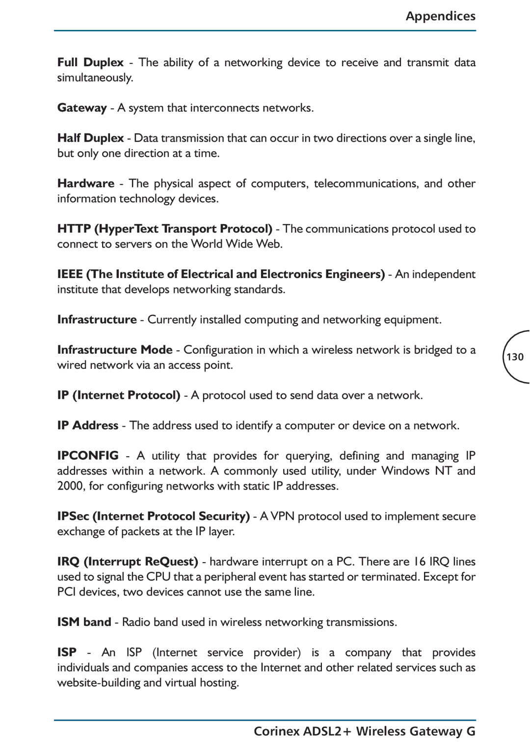Corinex Global ADSL2+ manual 130 