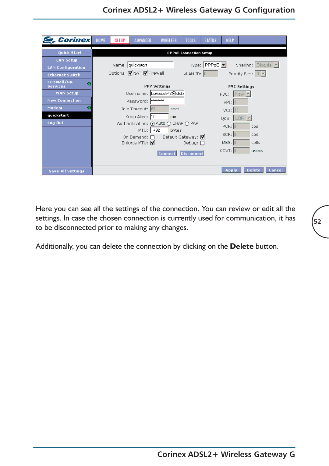 Corinex Global manual Corinex ADSL2+ Wireless Gateway G Configuration 