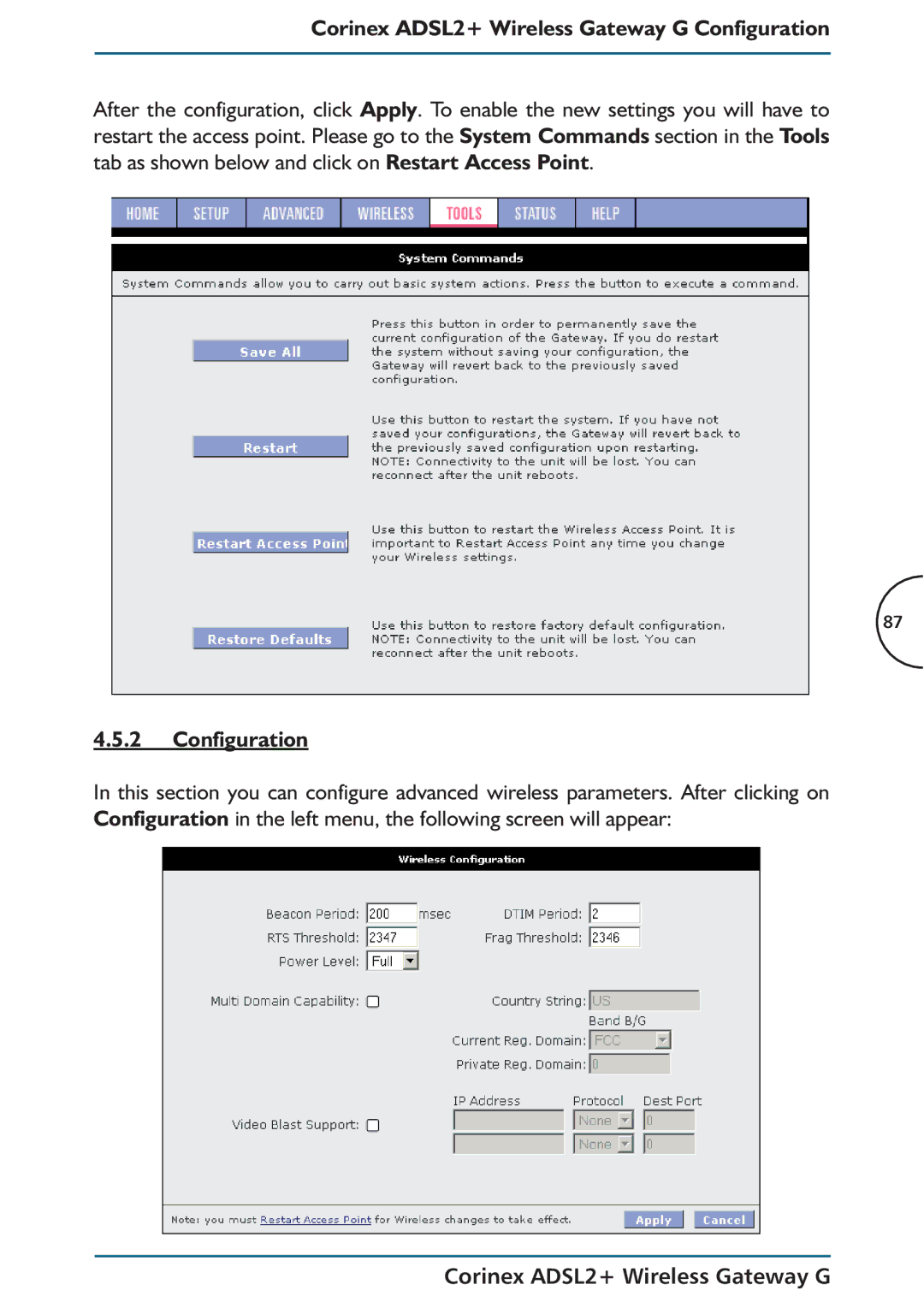 Corinex Global ADSL2+ manual Configuration 