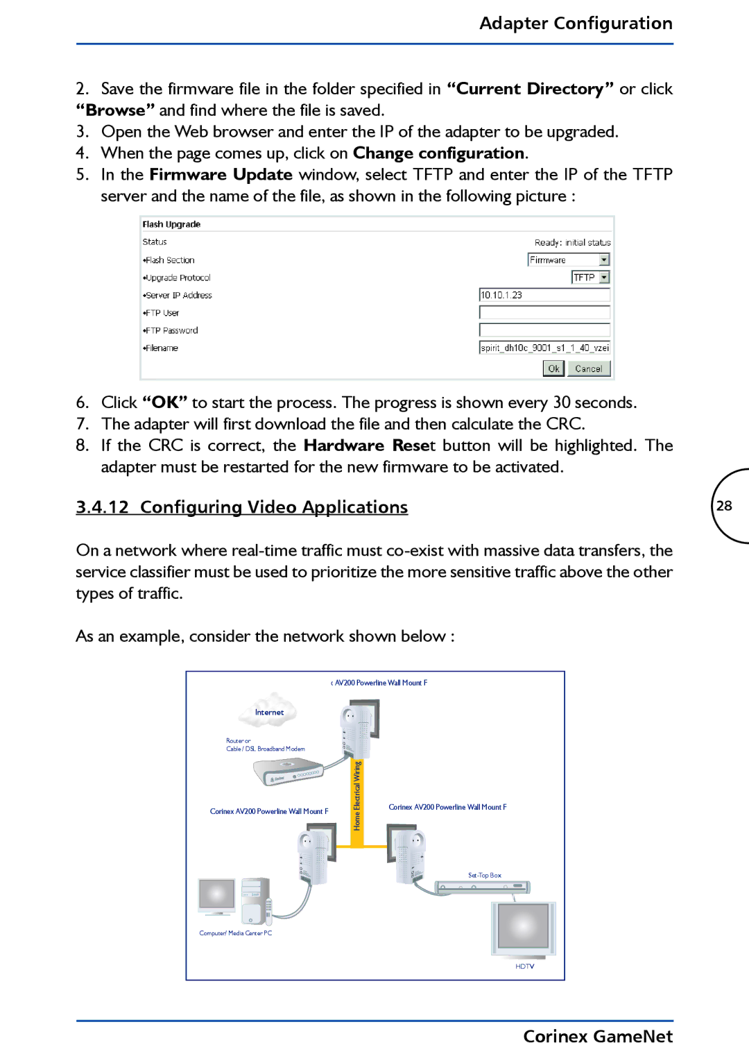 Corinex Global GameNet manual Configuring Video Applications, Internet 