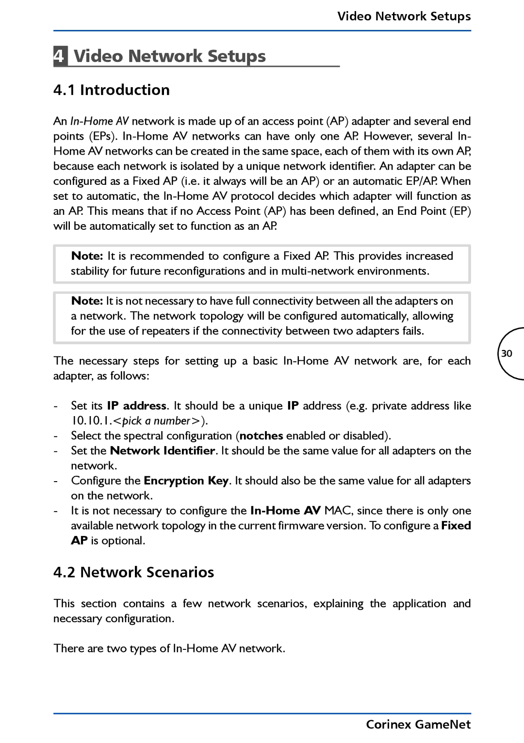 Corinex Global GameNet manual Video Network Setups, Introduction, Network Scenarios 