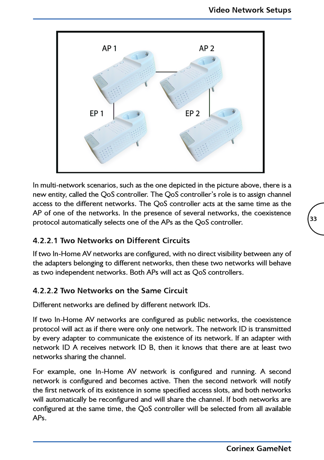 Corinex Global GameNet manual Two Networks on Different Circuits, Two Networks on the Same Circuit 