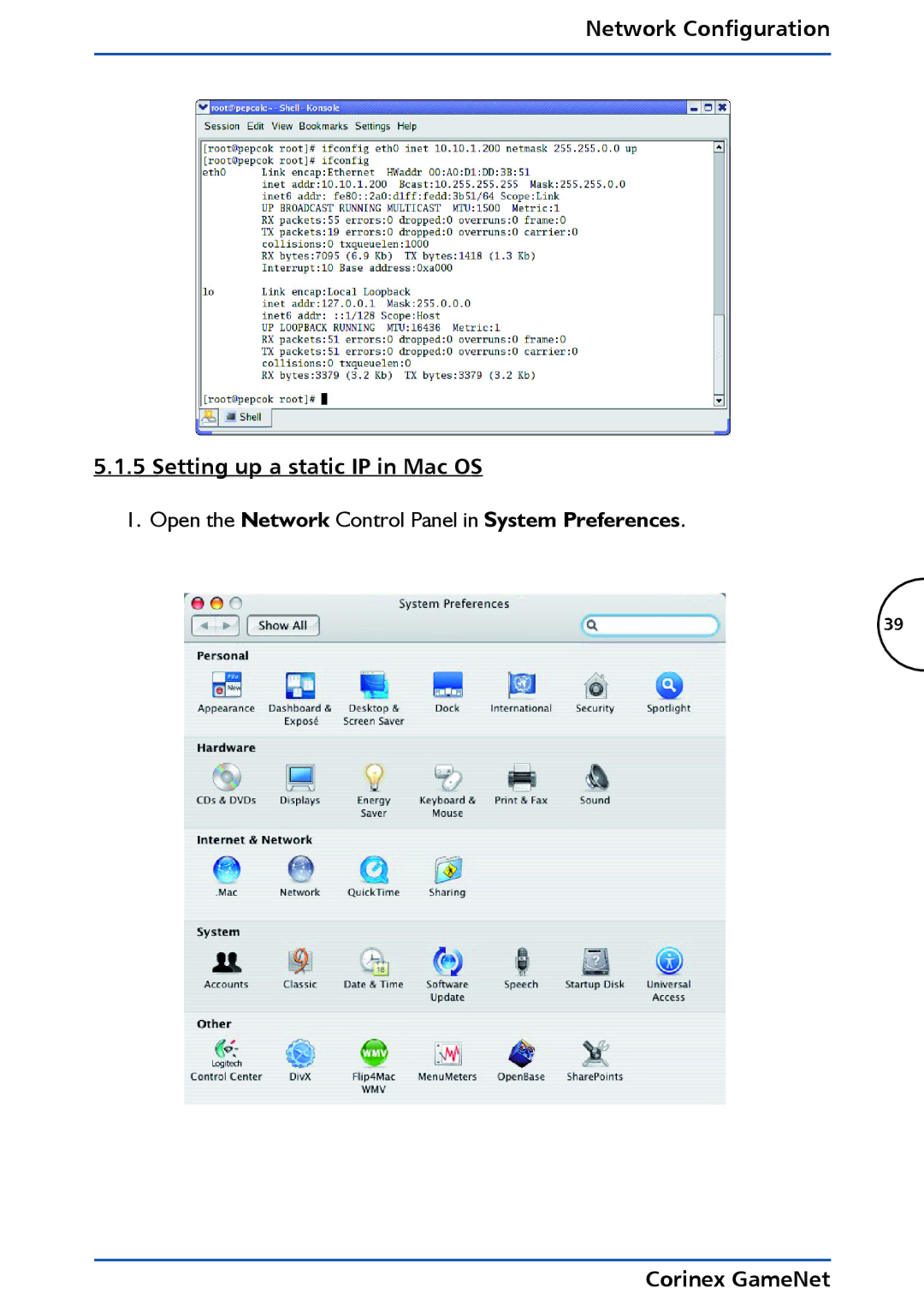 Corinex Global GameNet manual Network Configuration Setting up a static IP in Mac OS 