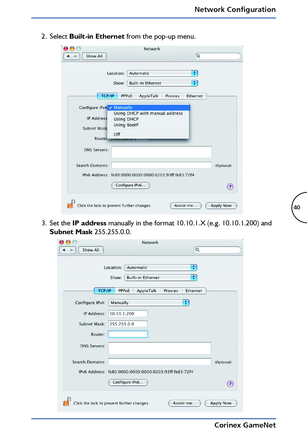 Corinex Global GameNet manual Network Configuration 