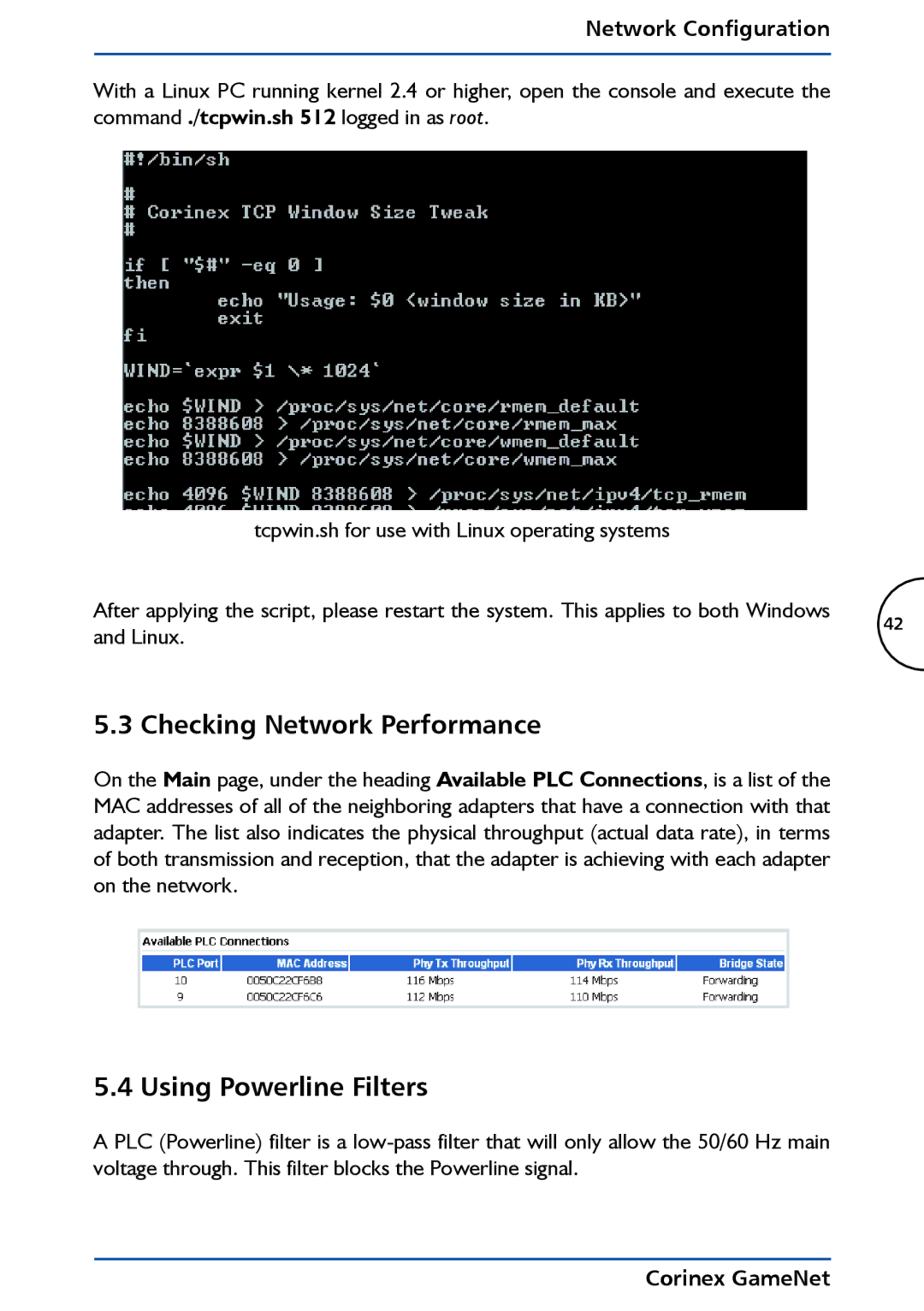 Corinex Global GameNet manual Checking Network Performance, Using Powerline Filters 