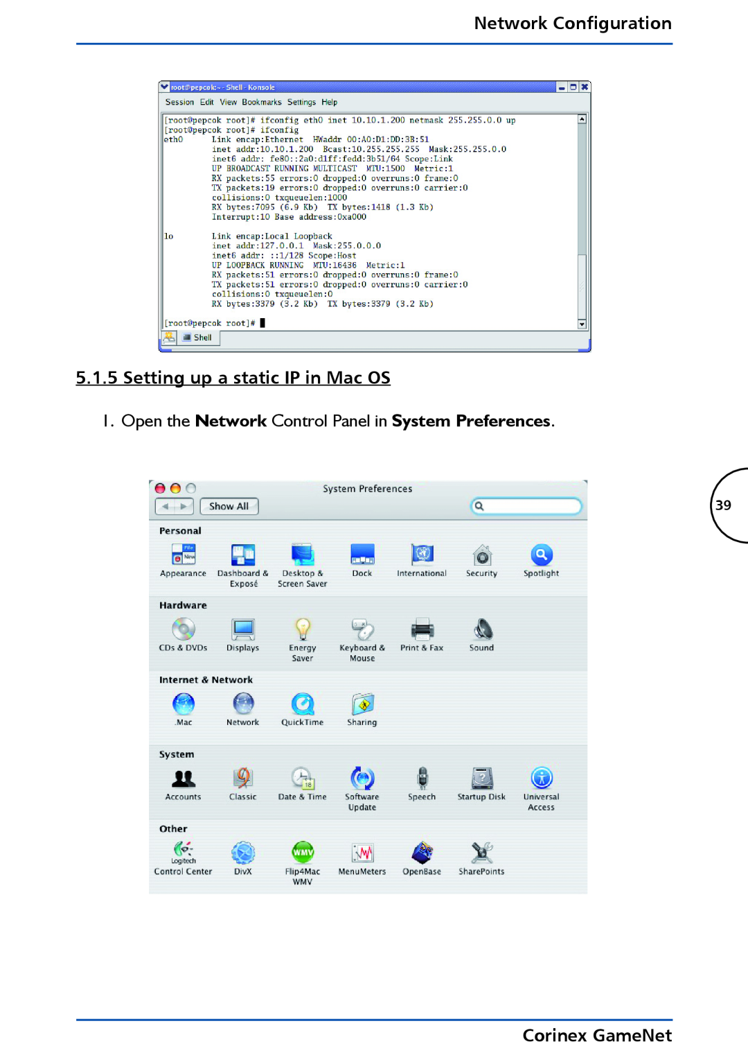 Corinex Global manual Network Configuration 5.1.5 Setting up a static IP in Mac OS, Corinex GameNet 
