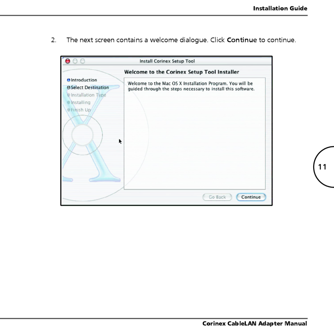 Corinex Global MAC OS X manual Installation Guide 