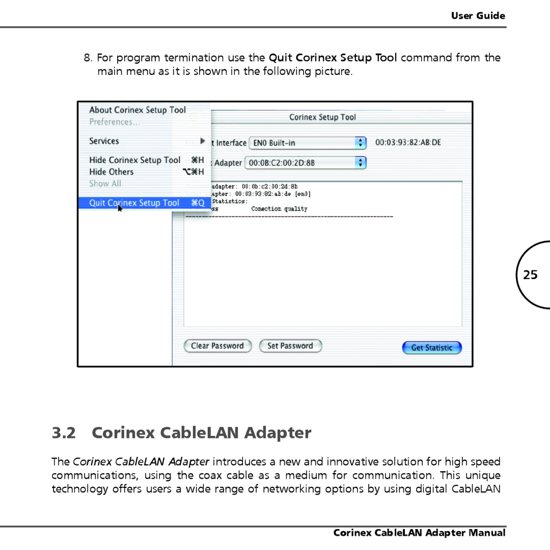 Corinex Global MAC OS X manual Corinex CableLAN Adapter 