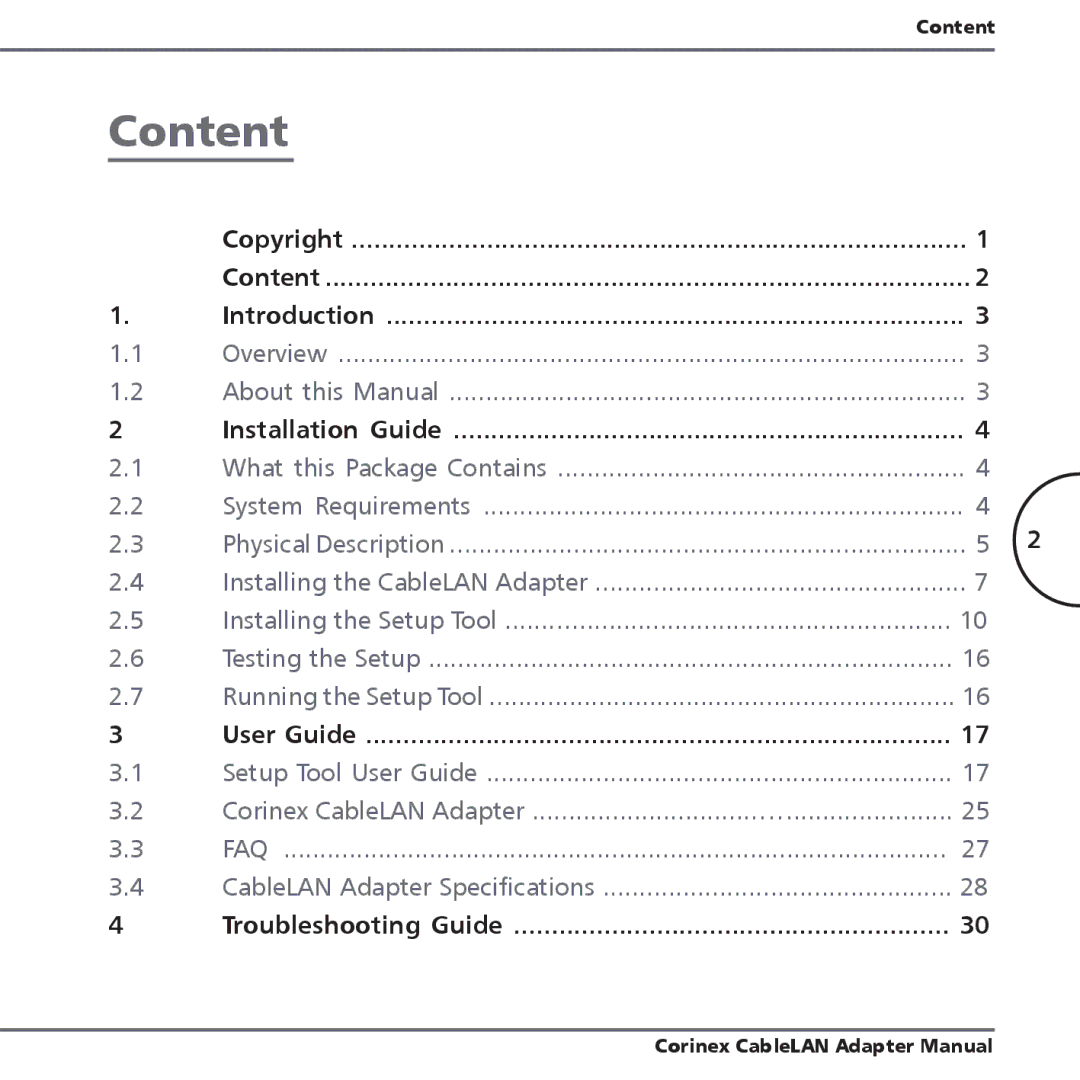 Corinex Global MAC OS X manual Content, Installation Guide 