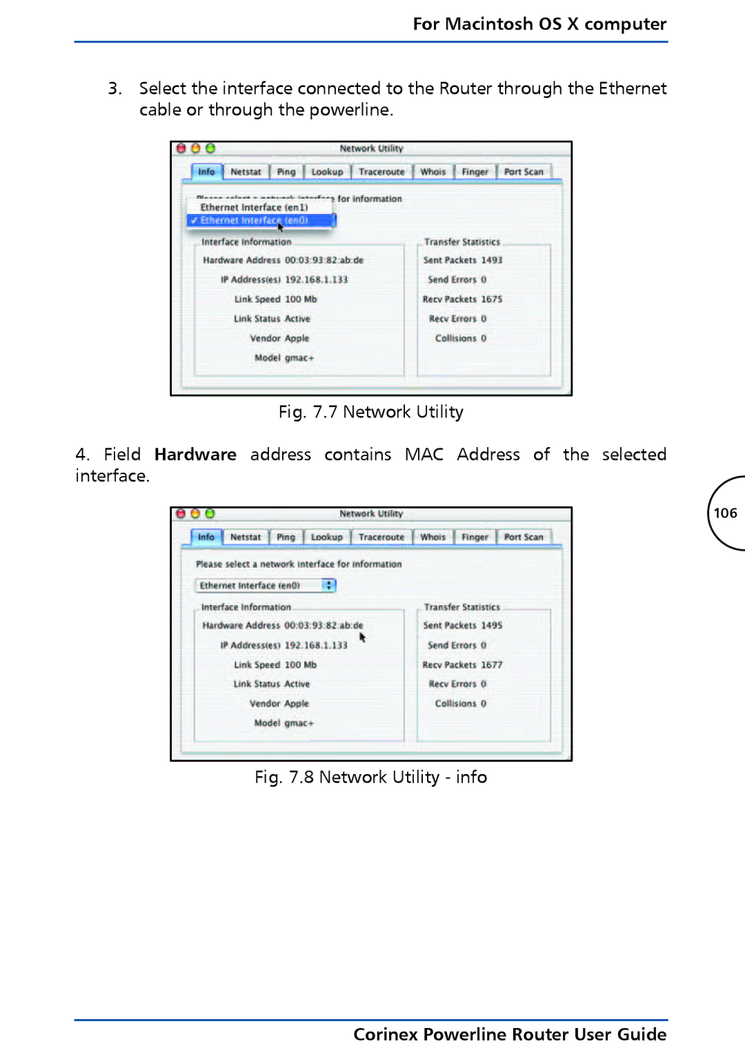 Corinex Global Powerline Router manual Network Utility info 