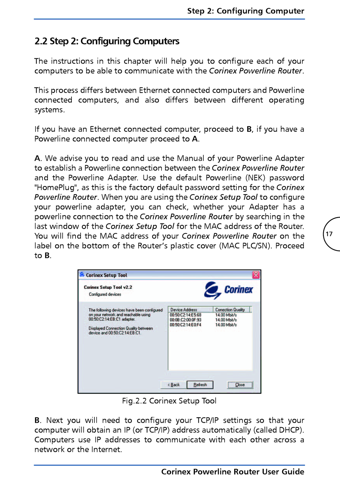 Corinex Global Powerline Router manual Configuring Computers 