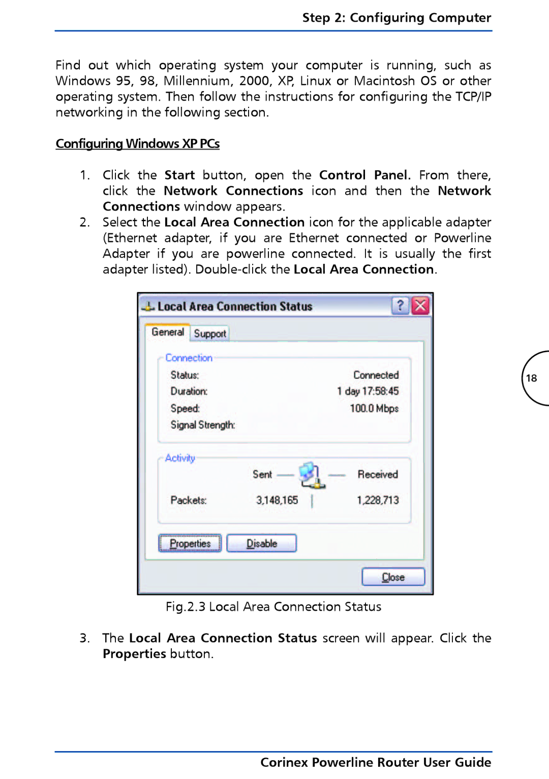 Corinex Global Powerline Router manual Configuring Windows XP PCs 