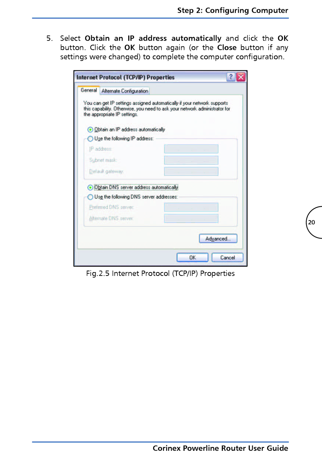 Corinex Global Powerline Router manual Internet Protocol TCP/IP Properties 