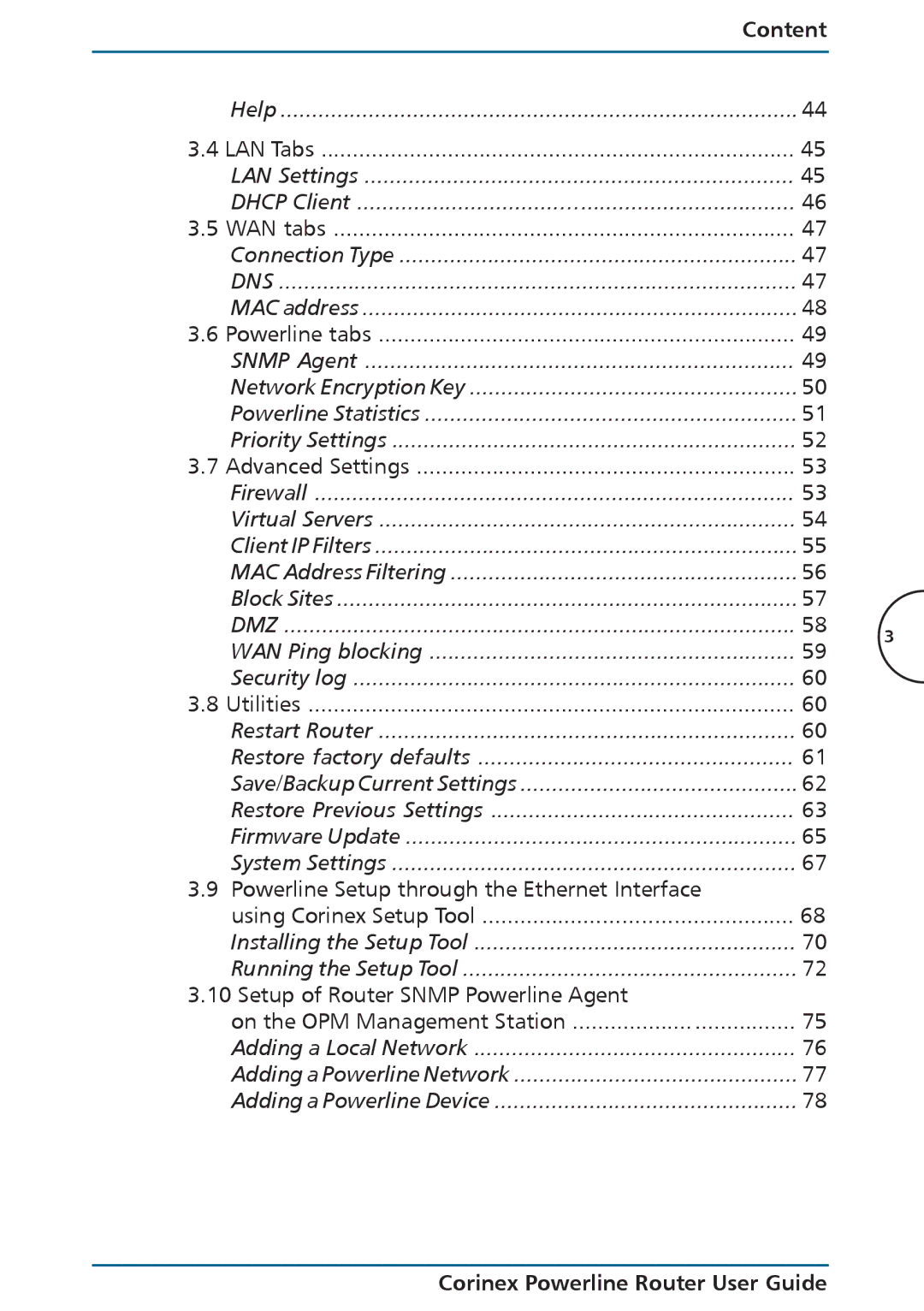 Corinex Global Powerline Router manual Powerline Setup through the Ethernet Interface 