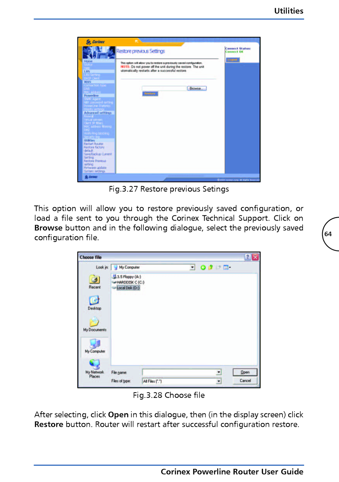 Corinex Global Powerline Router manual Utilities 