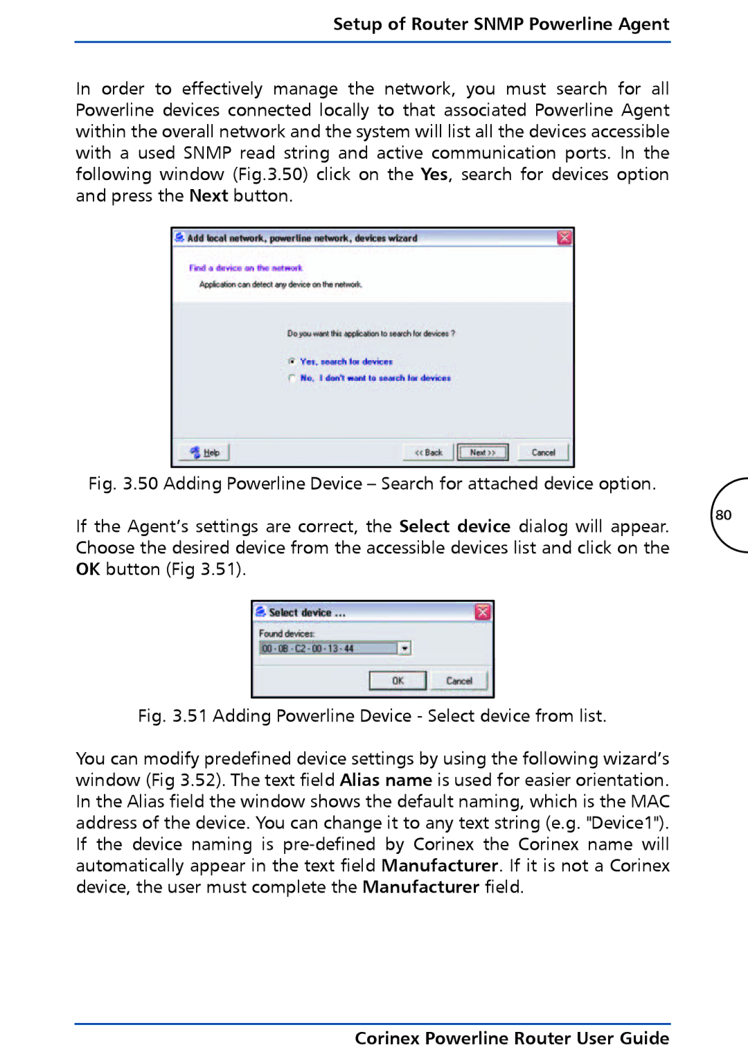 Corinex Global Powerline Router manual Setup of Router Snmp Powerline Agent 