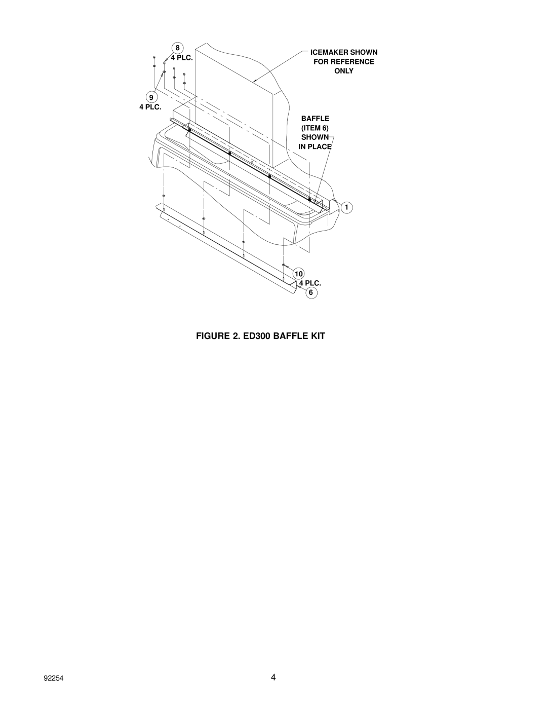 Cornelius 08030, 08027, 29505 installation instructions ED300 Baffle KIT 