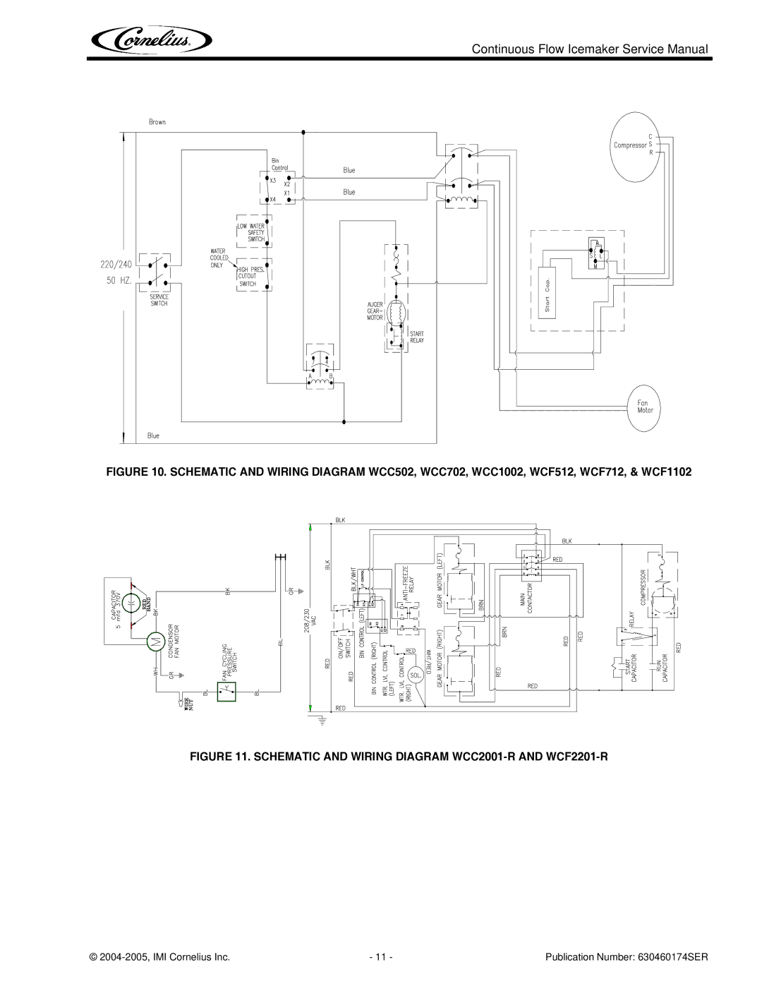 Cornelius 1000 service manual Schematic and Wiring Diagram WCC2001-R and WCF2201-R 