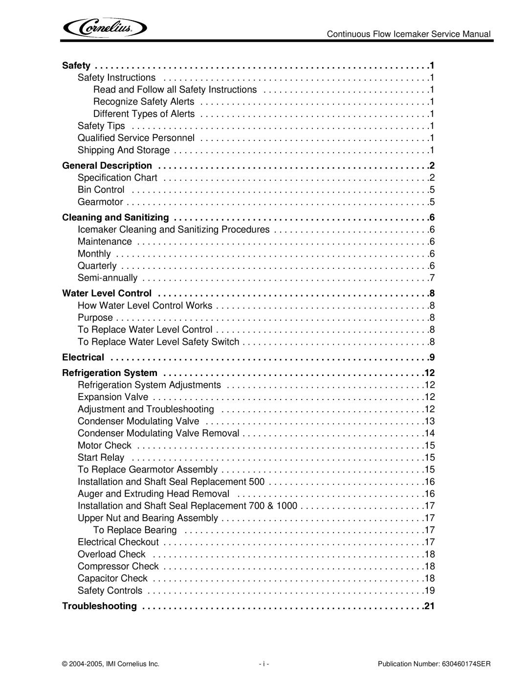 Cornelius 1000 service manual General Description 