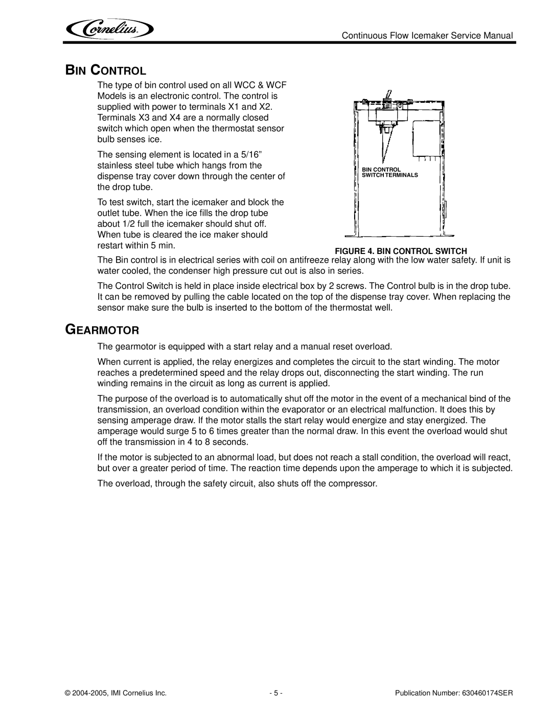 Cornelius 1000 service manual BIN Control, Gearmotor 