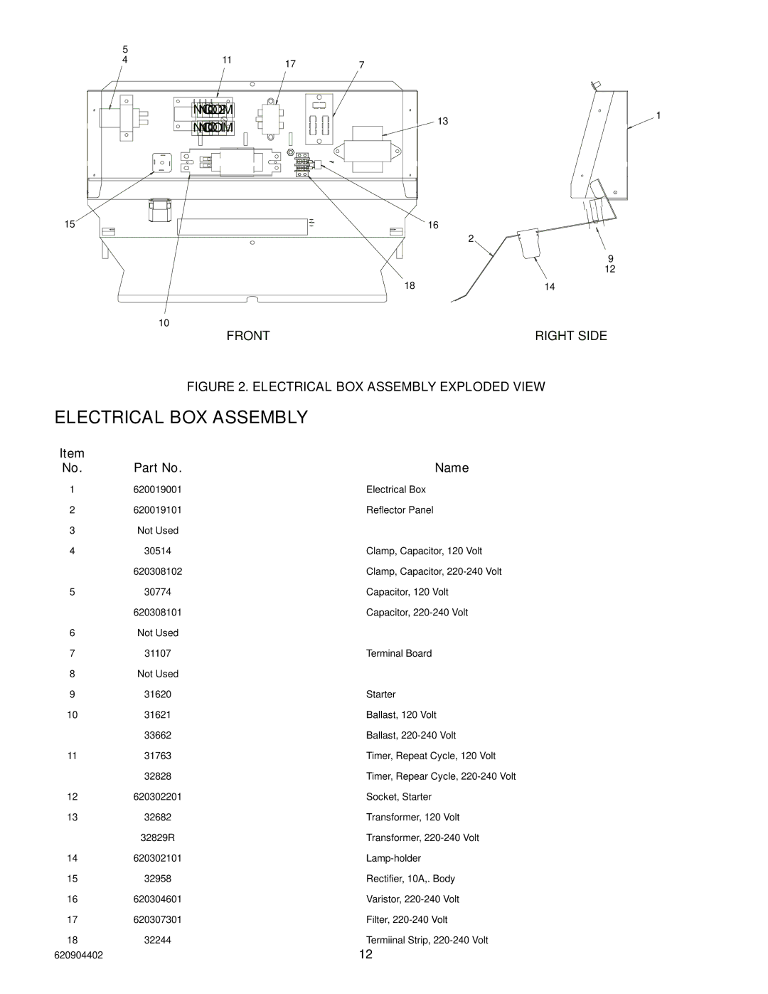 Cornelius 150 8 Valve manual Electrical BOX Assembly, Name 