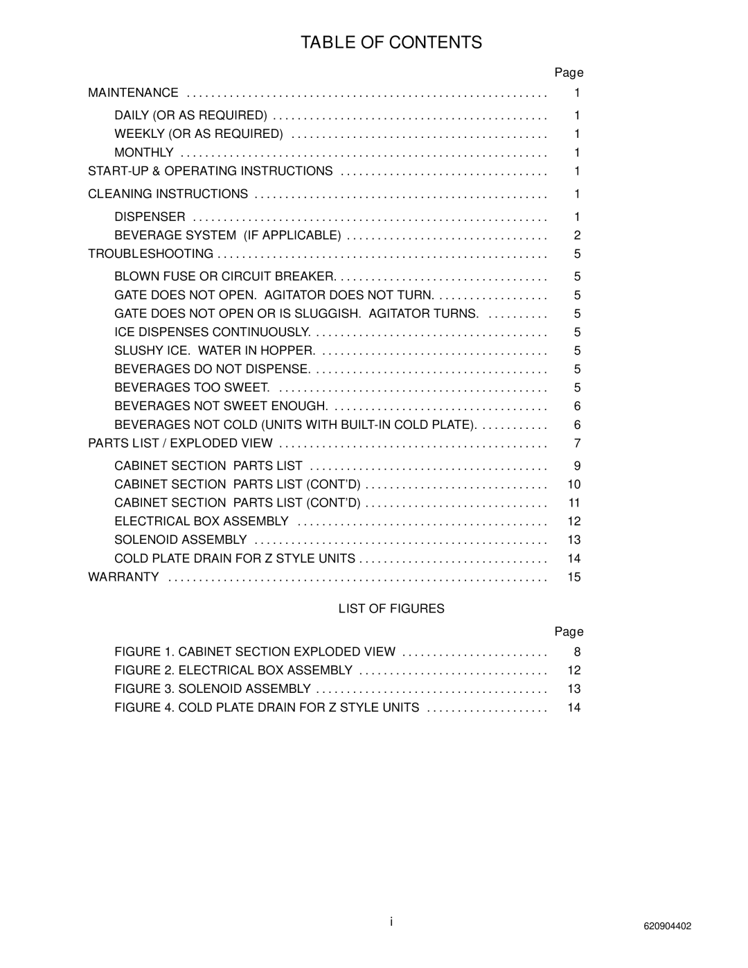 Cornelius 150 8 Valve manual Table of Contents 