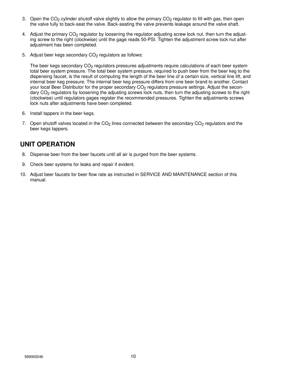 Cornelius 1550 installation manual Unit Operation 