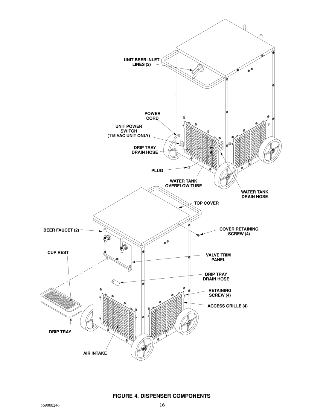 Cornelius 1550 installation manual Dispenser Components 