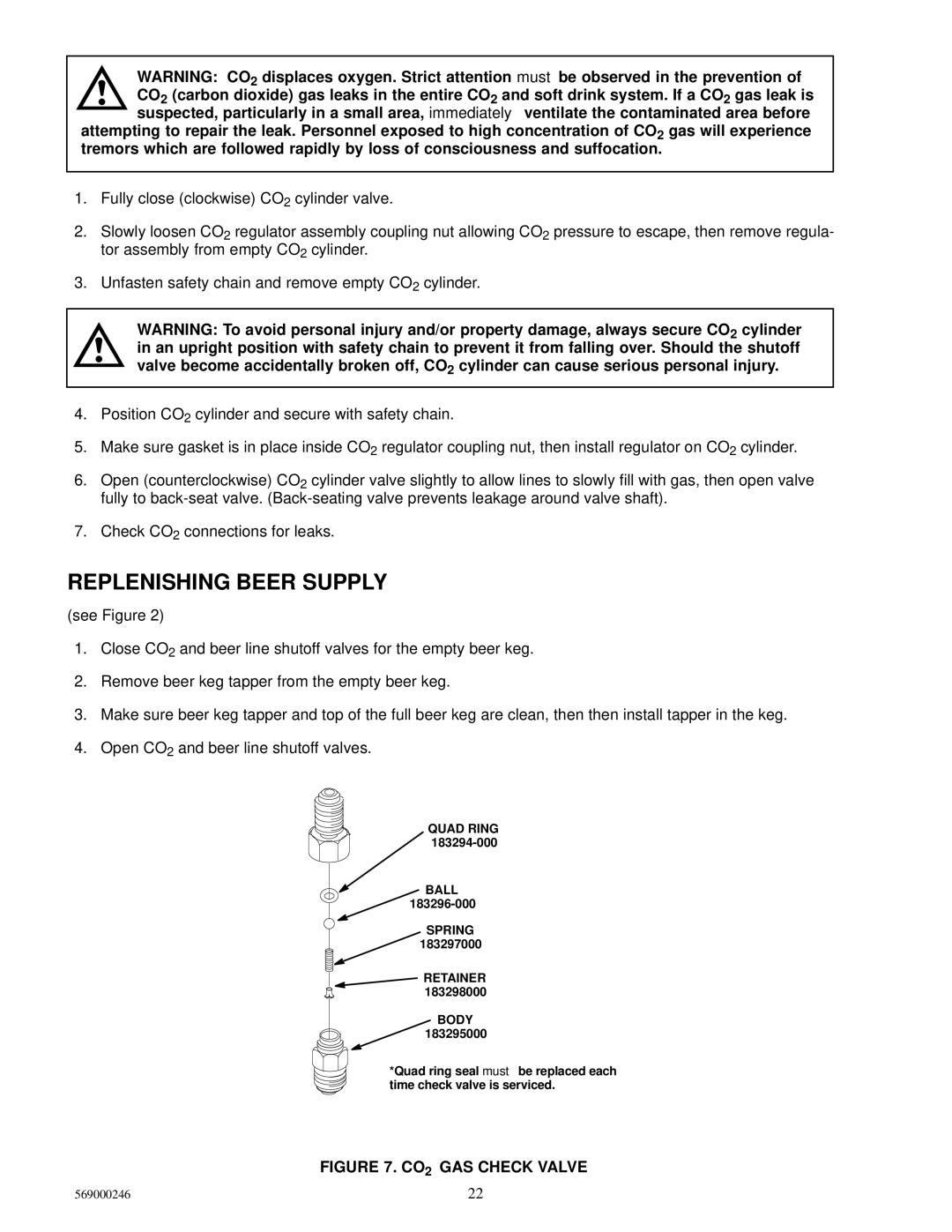 Cornelius 1550 installation manual CO2 GAS Check Valve 